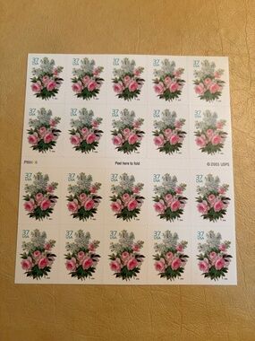 USA Garden Bouquet Postage Stamps - Pink